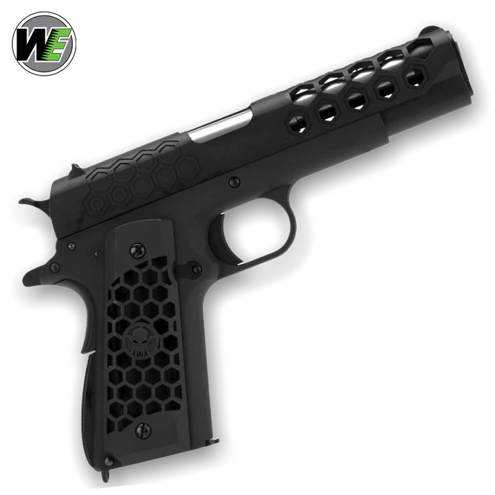 WE TECH 1911 HEX CUT GELSOFT GAS BLOWBACK PISTOL - BLACK - Gel Blaster Guns, Pistols, Handguns, Rifles For Sale