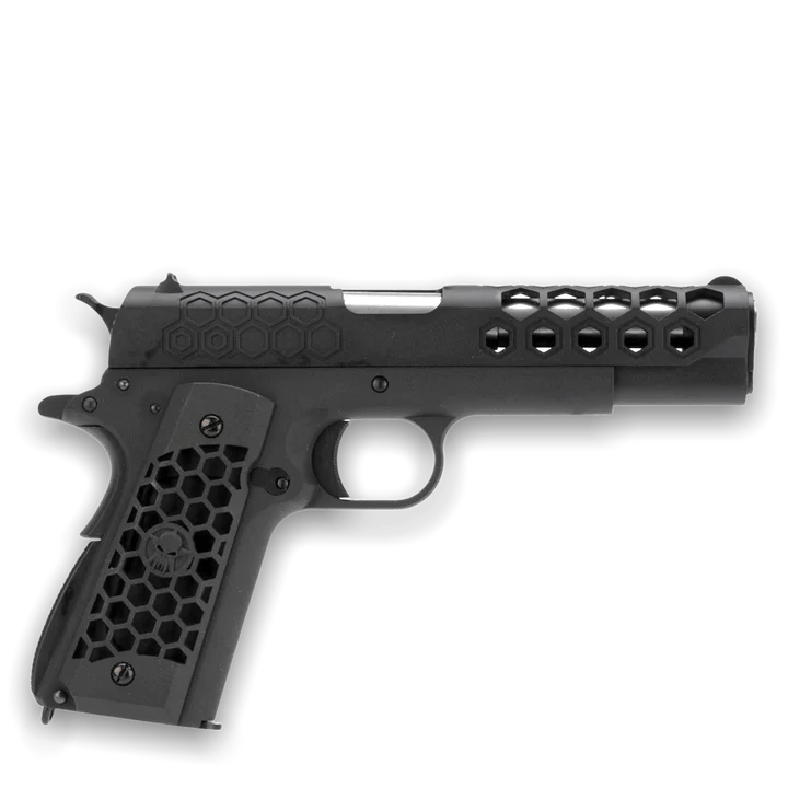 WE TECH 1911 HEX CUT GELSOFT GAS BLOWBACK PISTOL - BLACK - Gel Blaster Guns, Pistols, Handguns, Rifles For Sale