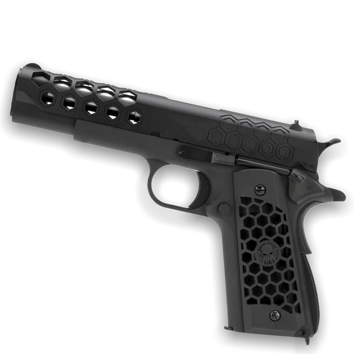 WE TECH 1911 HEX CUT GELSOFT GAS BLOWBACK PISTOL - BLACK - Gel Blaster Guns, Pistols, Handguns, Rifles For Sale