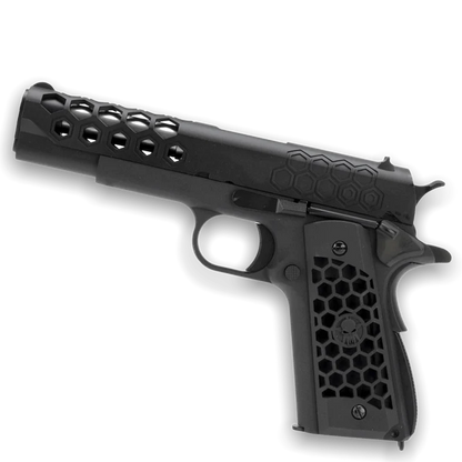 WE TECH 1911 HEX CUT GELSOFT GAS BLOWBACK PISTOL - BLACK - Gel Blaster Guns, Pistols, Handguns, Rifles For Sale