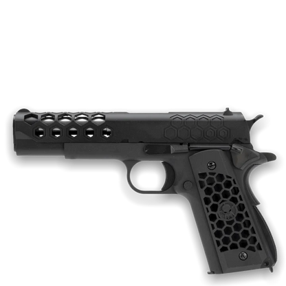 WE TECH 1911 HEX CUT GELSOFT GAS BLOWBACK PISTOL - BLACK - Gel Blaster Guns, Pistols, Handguns, Rifles For Sale